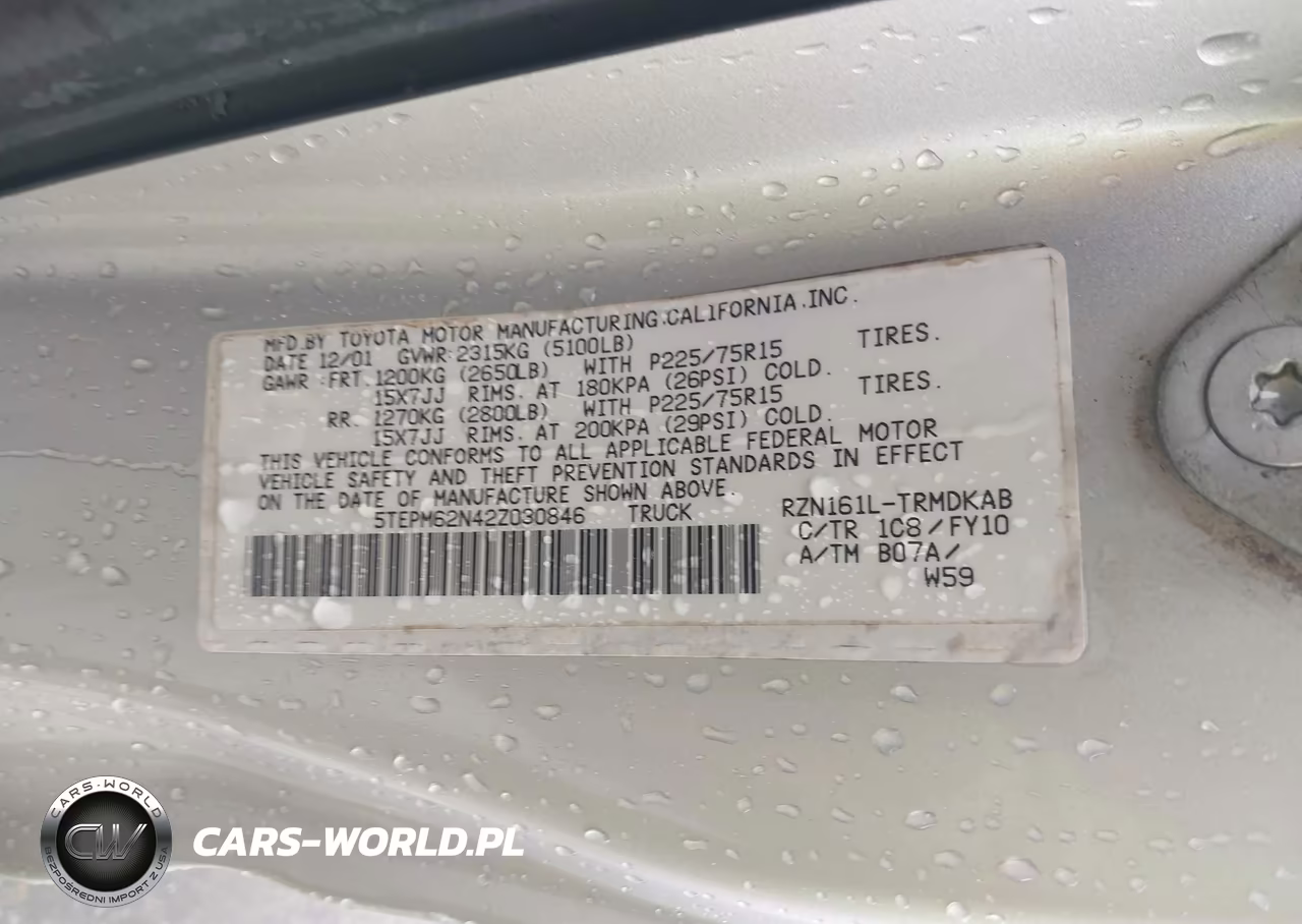 2002 Toyota Tacoma VIN:5TEPM62N42Z030846 - 9