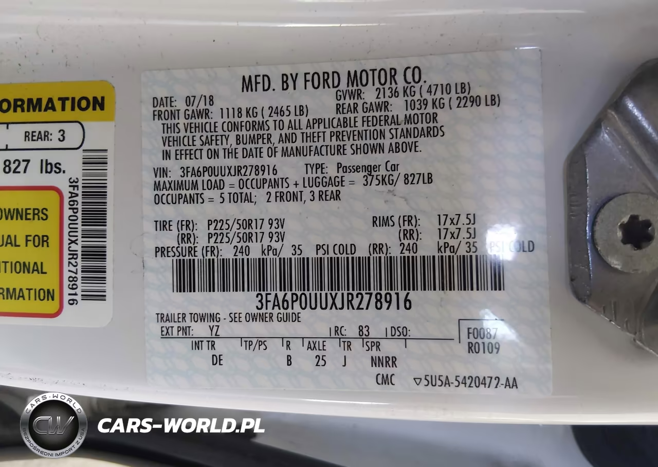 2018 Ford Fusion Hybrid S VIN:3FA6P0UUXJR278916 - 9