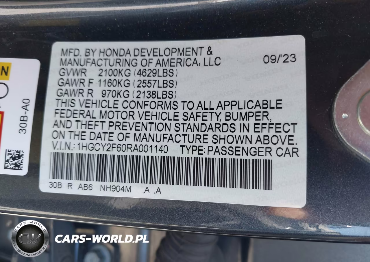 2024 Honda Accord Hybrid Ex-L VIN:1HGCY2F60RA001140 - 9