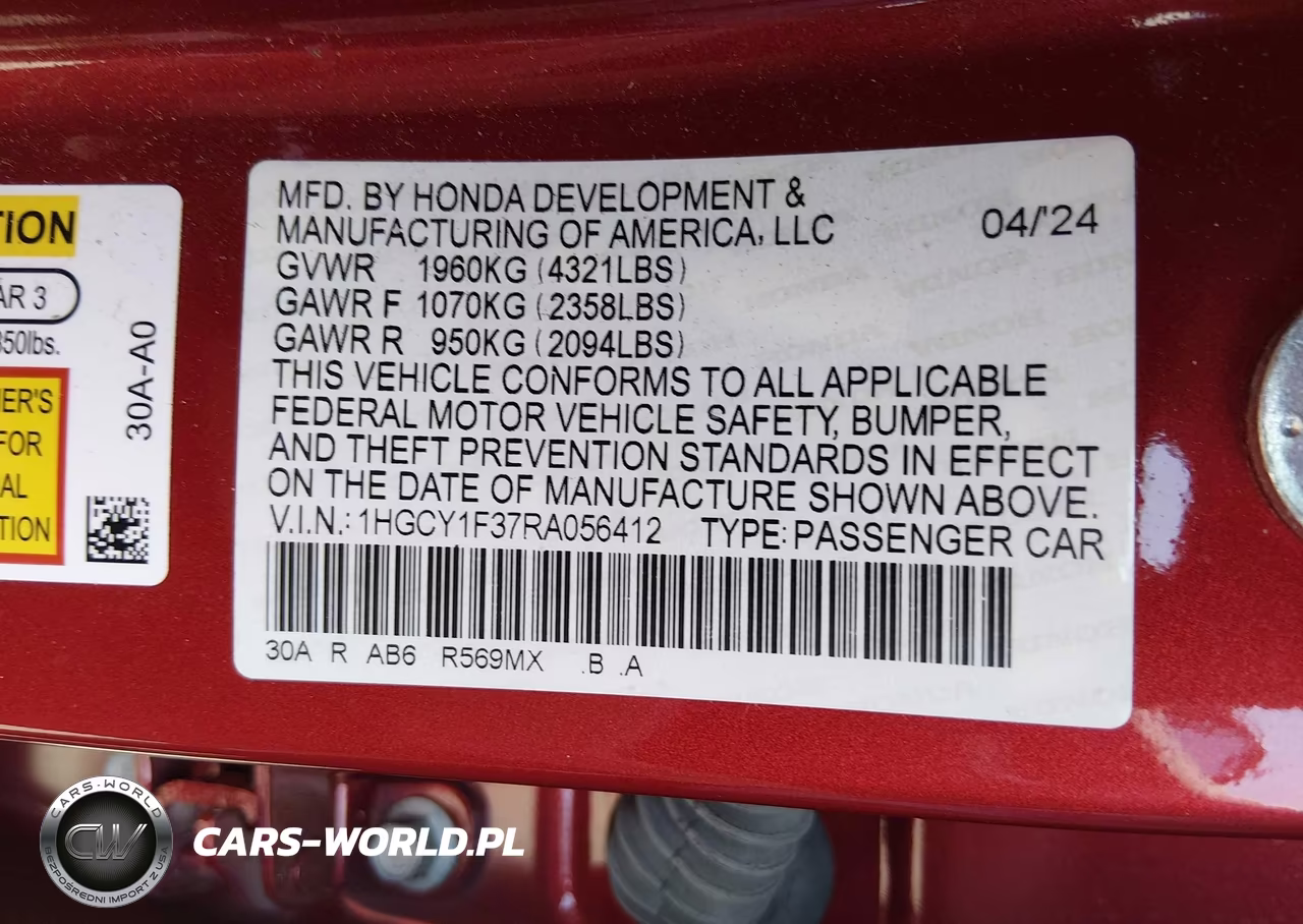 2024 Honda Accord Ex VIN:1HGCY1F37RA056412 - 9