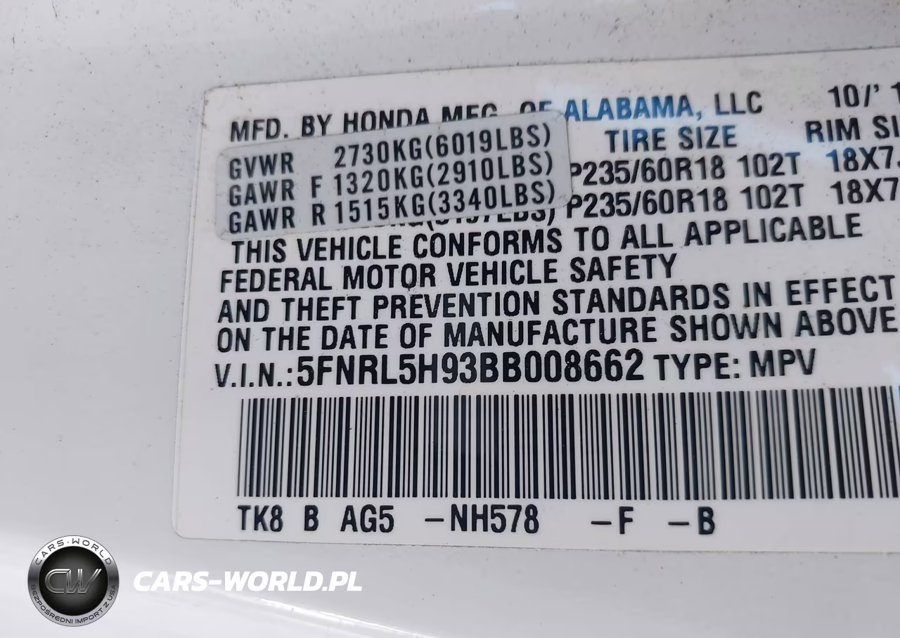 2011 Honda Odyssey Touring-Touring Elite VIN:5FNRL5H93BB008662 - 9