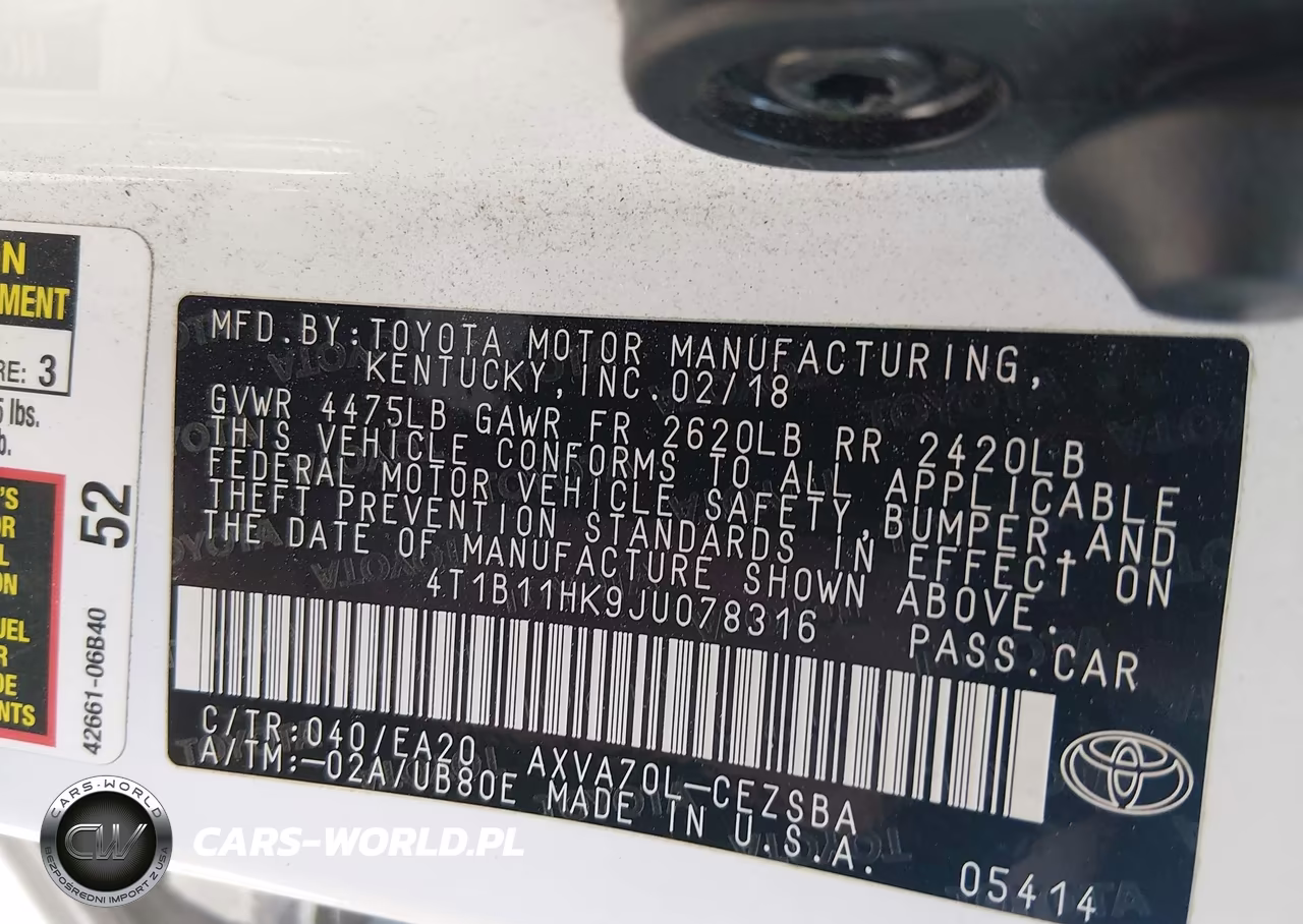 2018 Toyota Camry Se VIN:4T1B11HK9JU078316 - 9