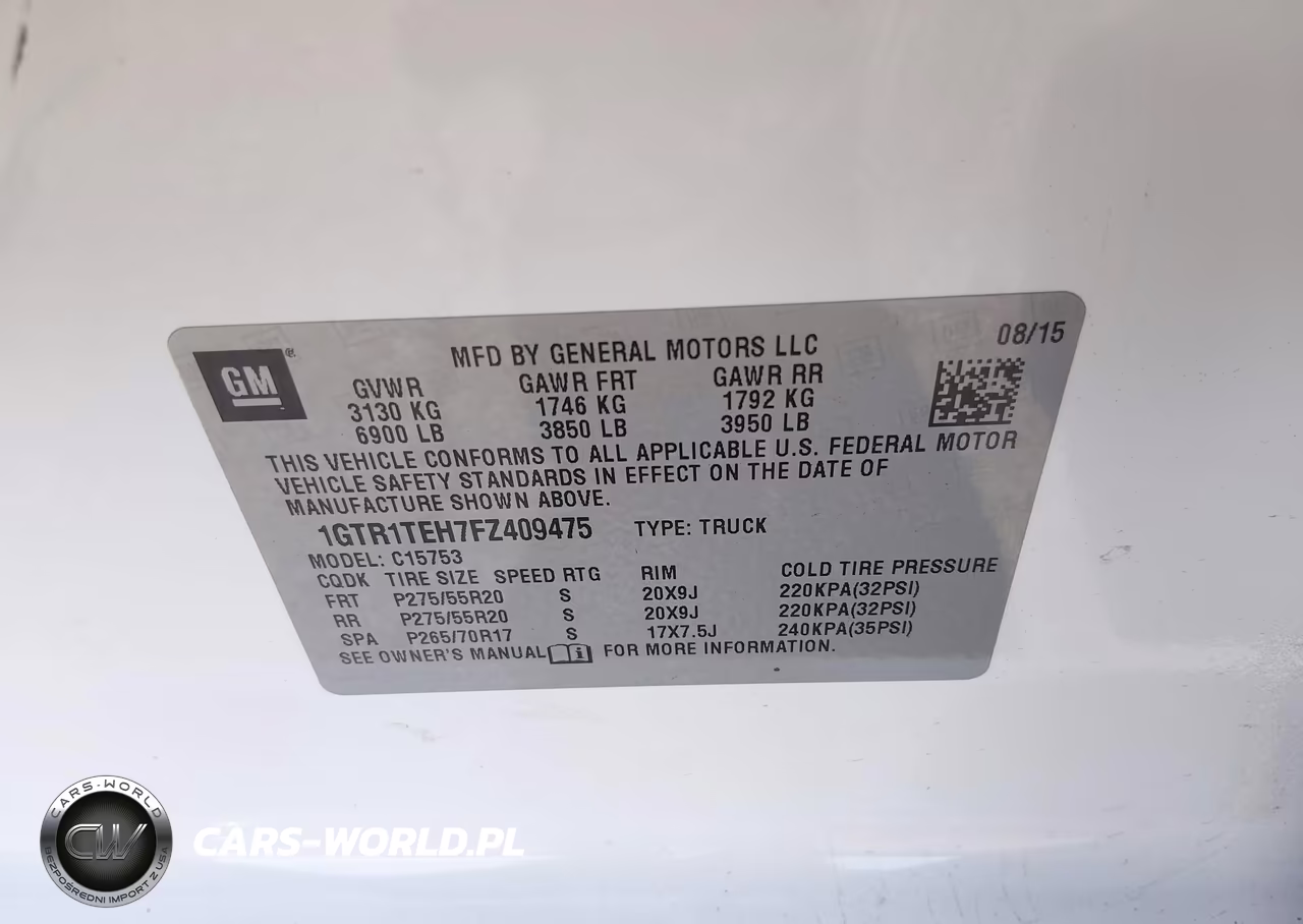 2015 GMC Sierra 1500 VIN:1GTR1TEH7FZ409475 - 9