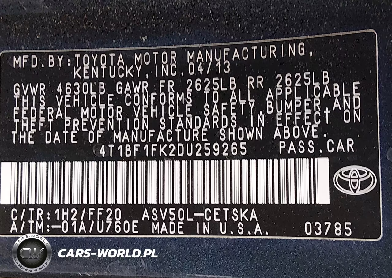 2013 Toyota Camry Se VIN:4T1BF1FK2DU259265 - 9