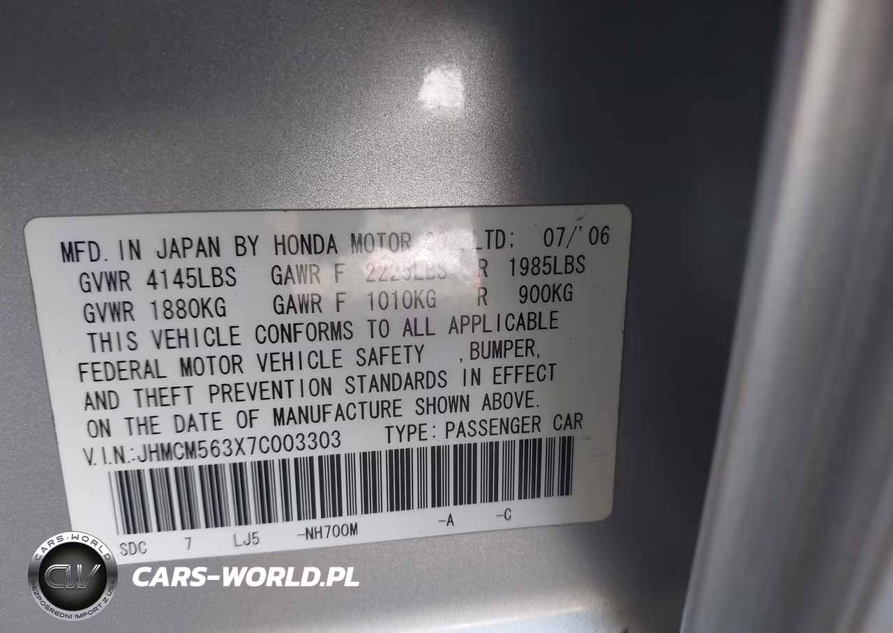 2007 Honda Accord 2.4 Se VIN:JHMCM563X7C003303 - 9