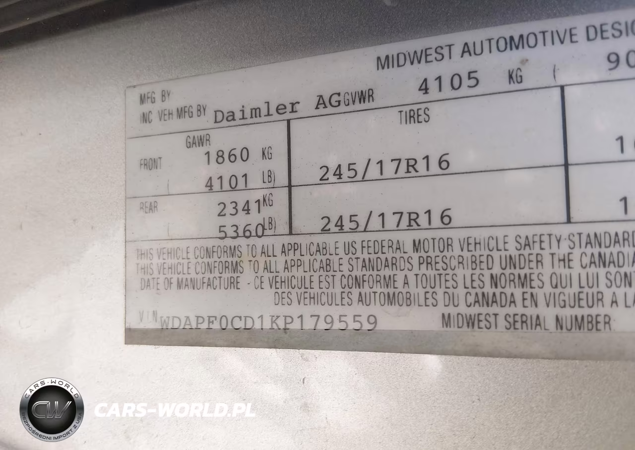 2019 Mercedes-Benz Sprinter 3500Xd Standard Roof V6 VIN:WDAPF0CD1KP179559 - 9
