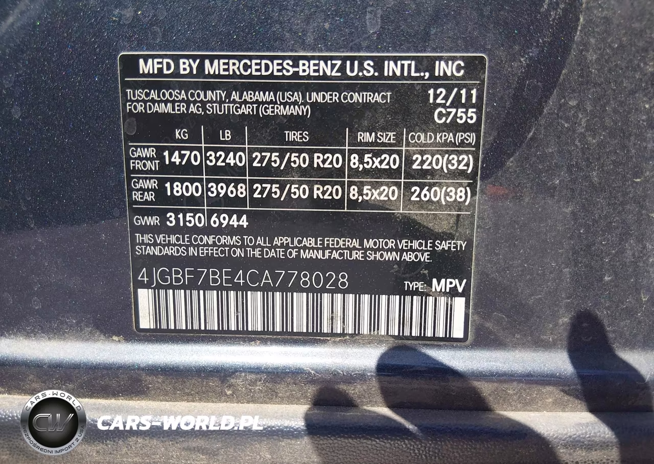 2012 Mercedes-Benz Gl 450 4Matic VIN:4JGBF7BE4CA778028 - 9