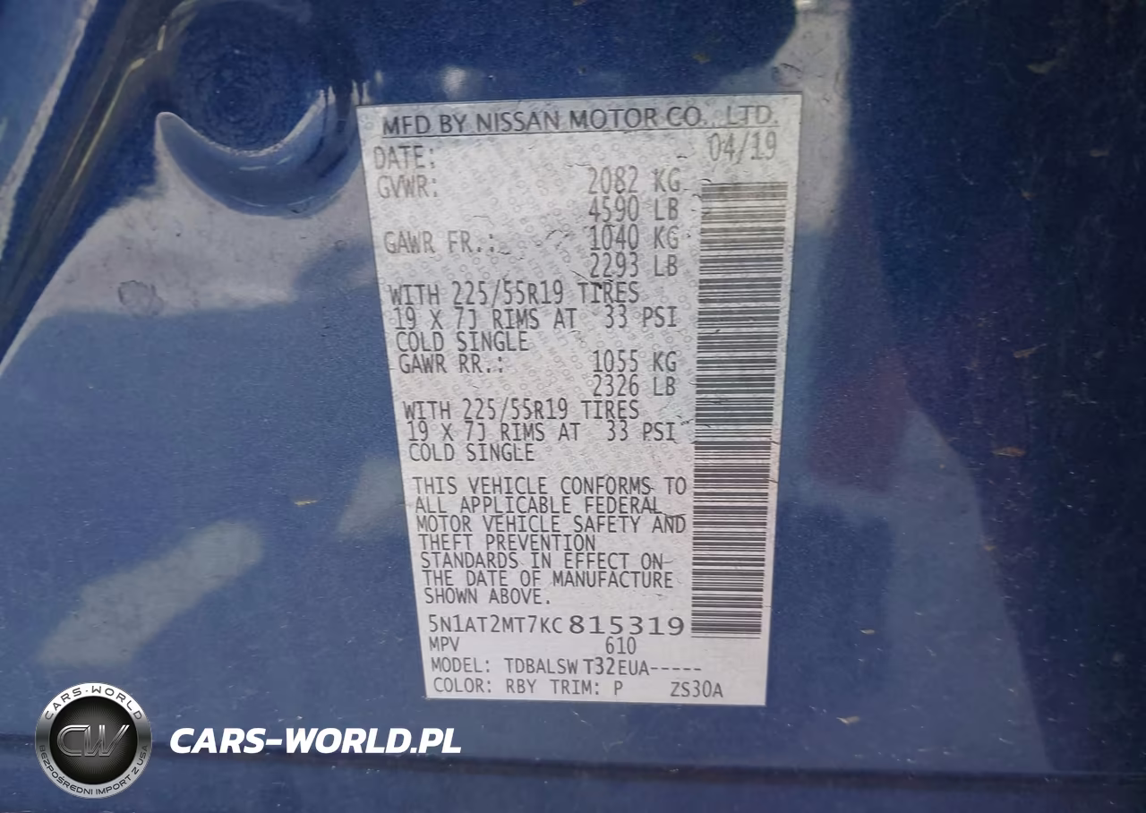 2019 Nissan Rogue Sl VIN:5N1AT2MT7KC815319 - 9