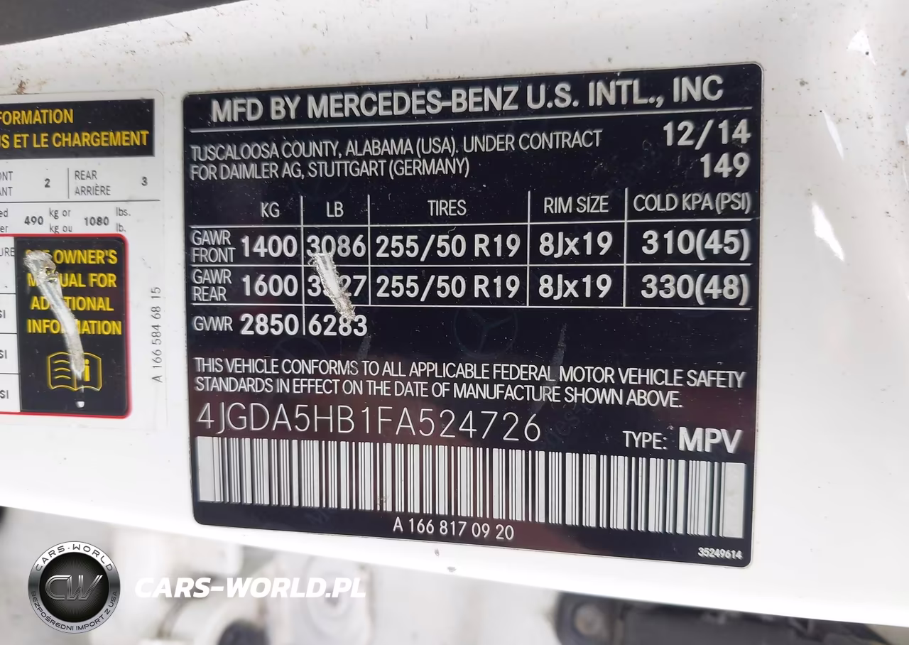 2015 Mercedes-Benz Ml 350 4Matic VIN:4JGDA5HB1FA524726 - 9