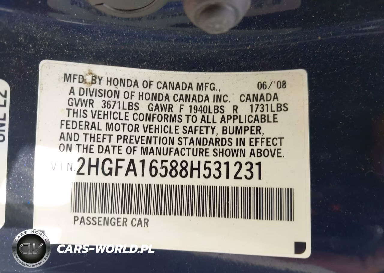 2008 Honda Civic Lx VIN:2HGFA16588H531231 - 9