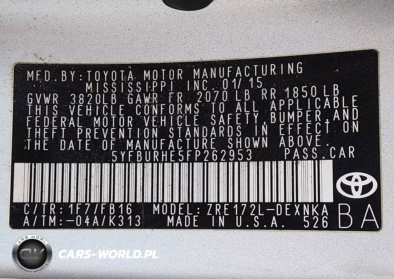 2015 Toyota Corolla Le Plus VIN:5YFBURHE5FP262953 - 9