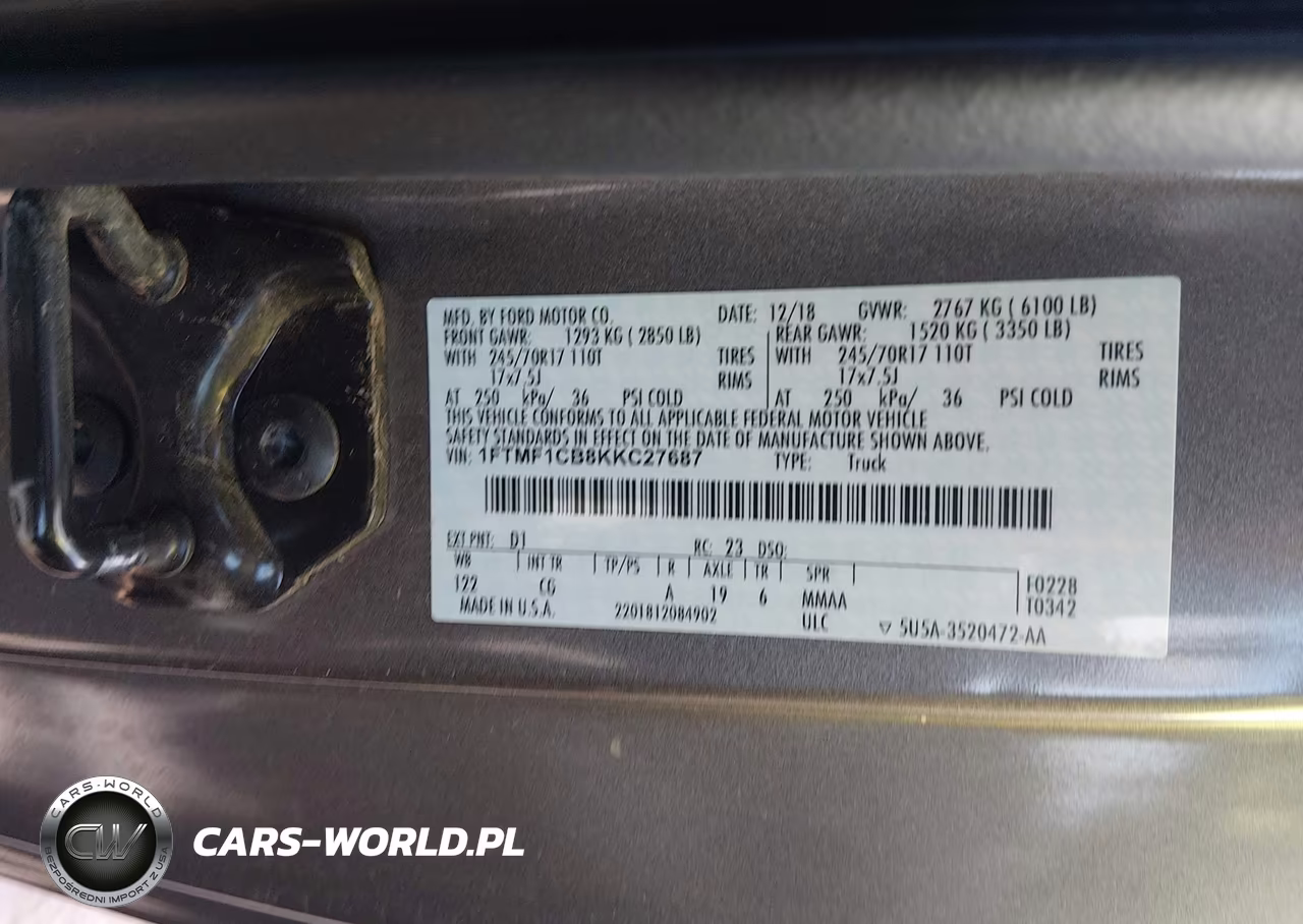 2019 Ford F-150 Xl VIN:1FTMF1CB8KKC27687 - 9