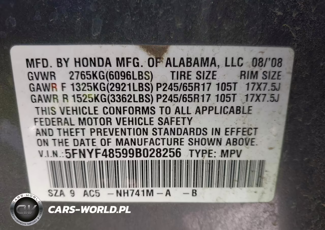 2009 Honda Pilot Ex-L VIN:5FNYF48599B028256 - 9