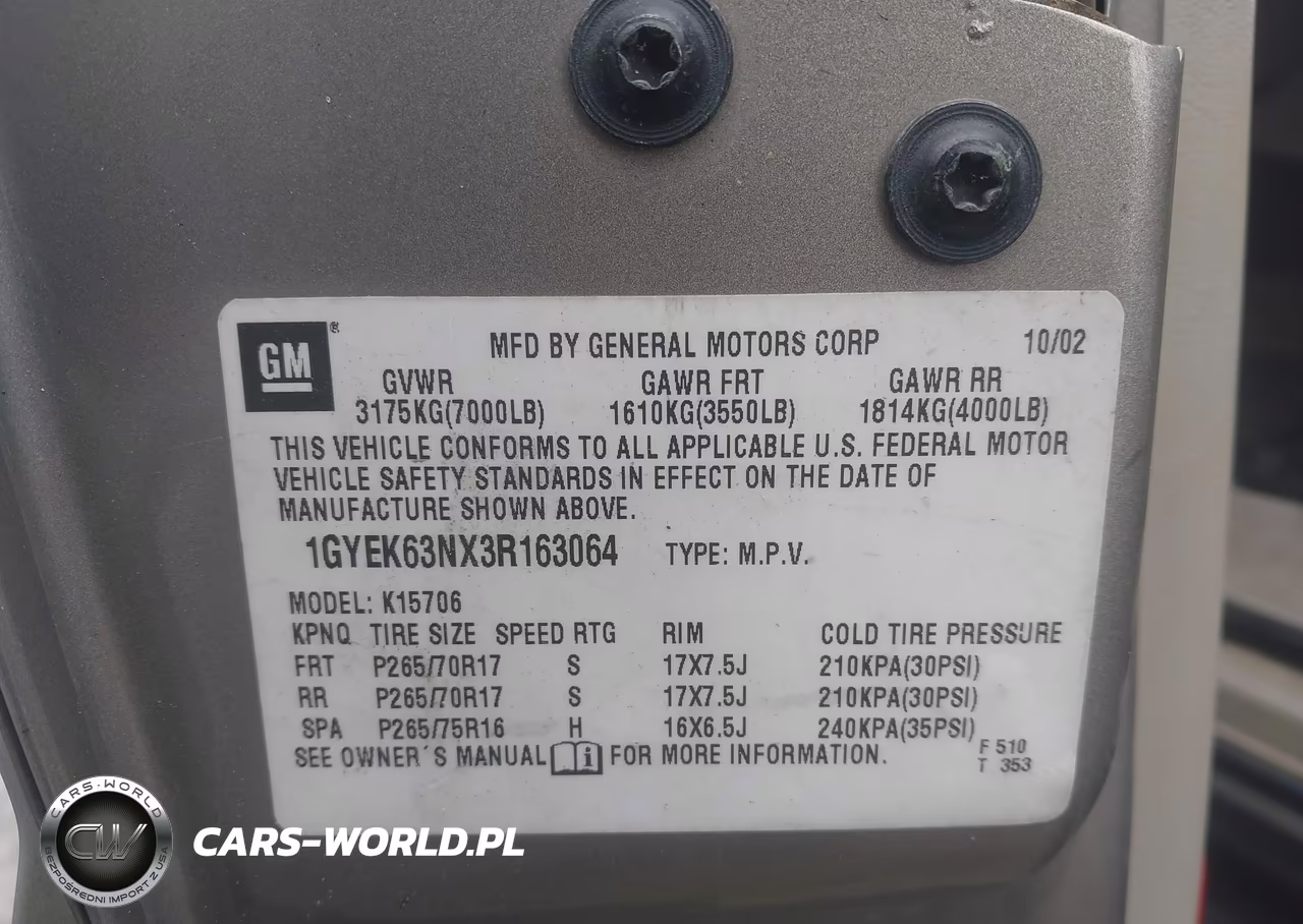 2003 Cadillac Escalade Standard VIN:1GYEK63NX3R163064 - 9