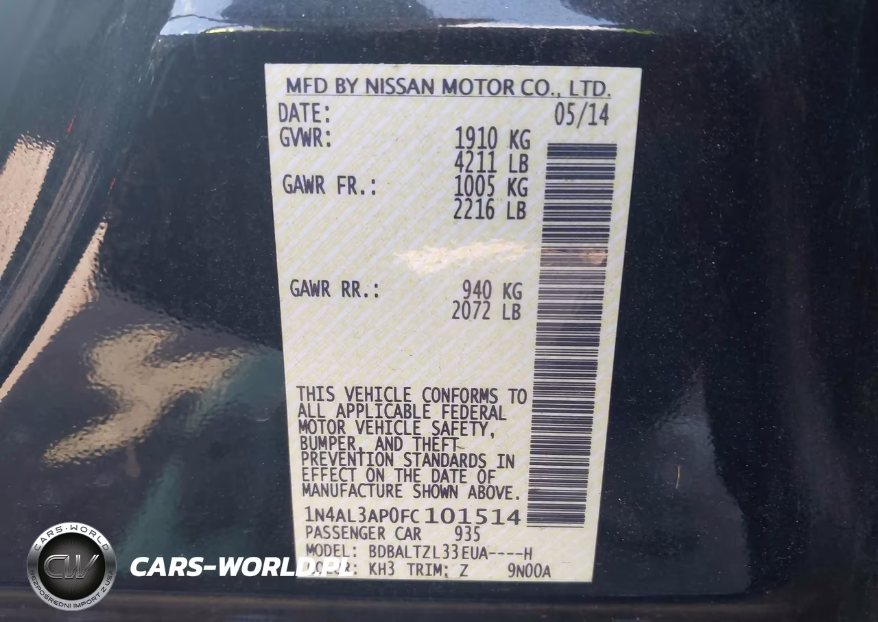 2015 Nissan Altima 2.5 Sl VIN:1N4AL3AP0FC101514 - 9