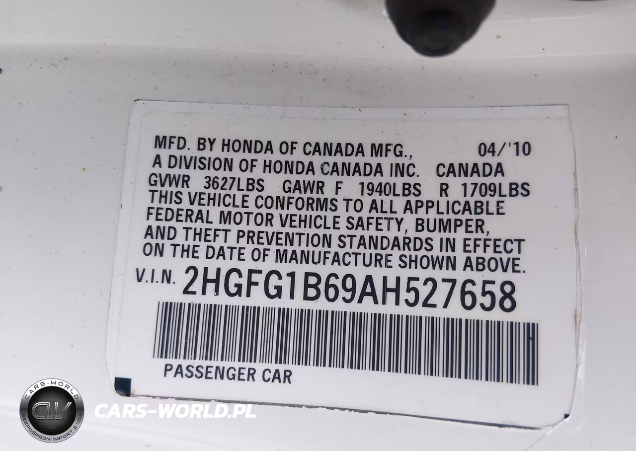2010 Honda Civic Lx VIN:2HGFG1B69AH527658 - 9