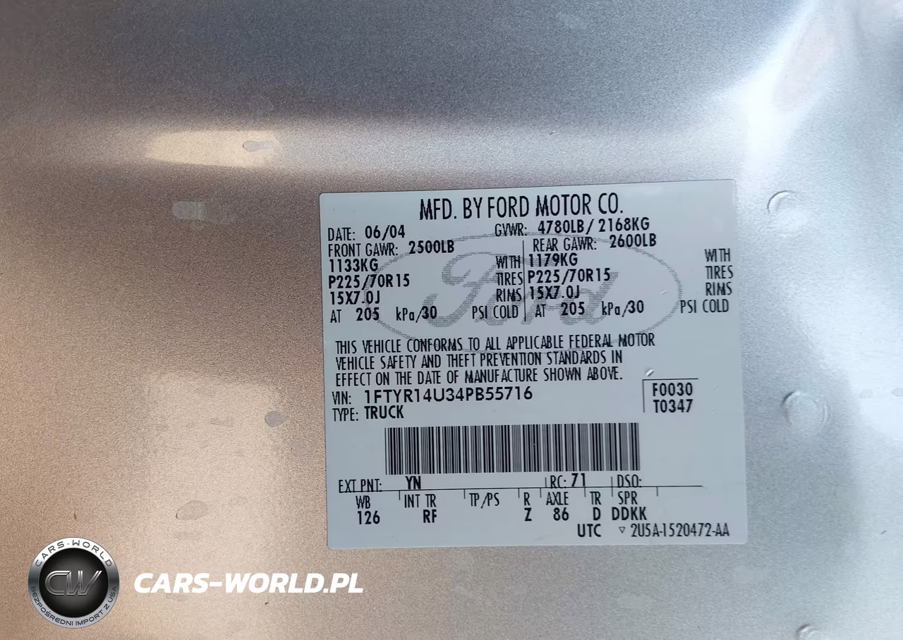 2004 Ford Ranger Edge-Tremor-Xl-Xlt VIN:1FTYR14U34PB55716 - 9