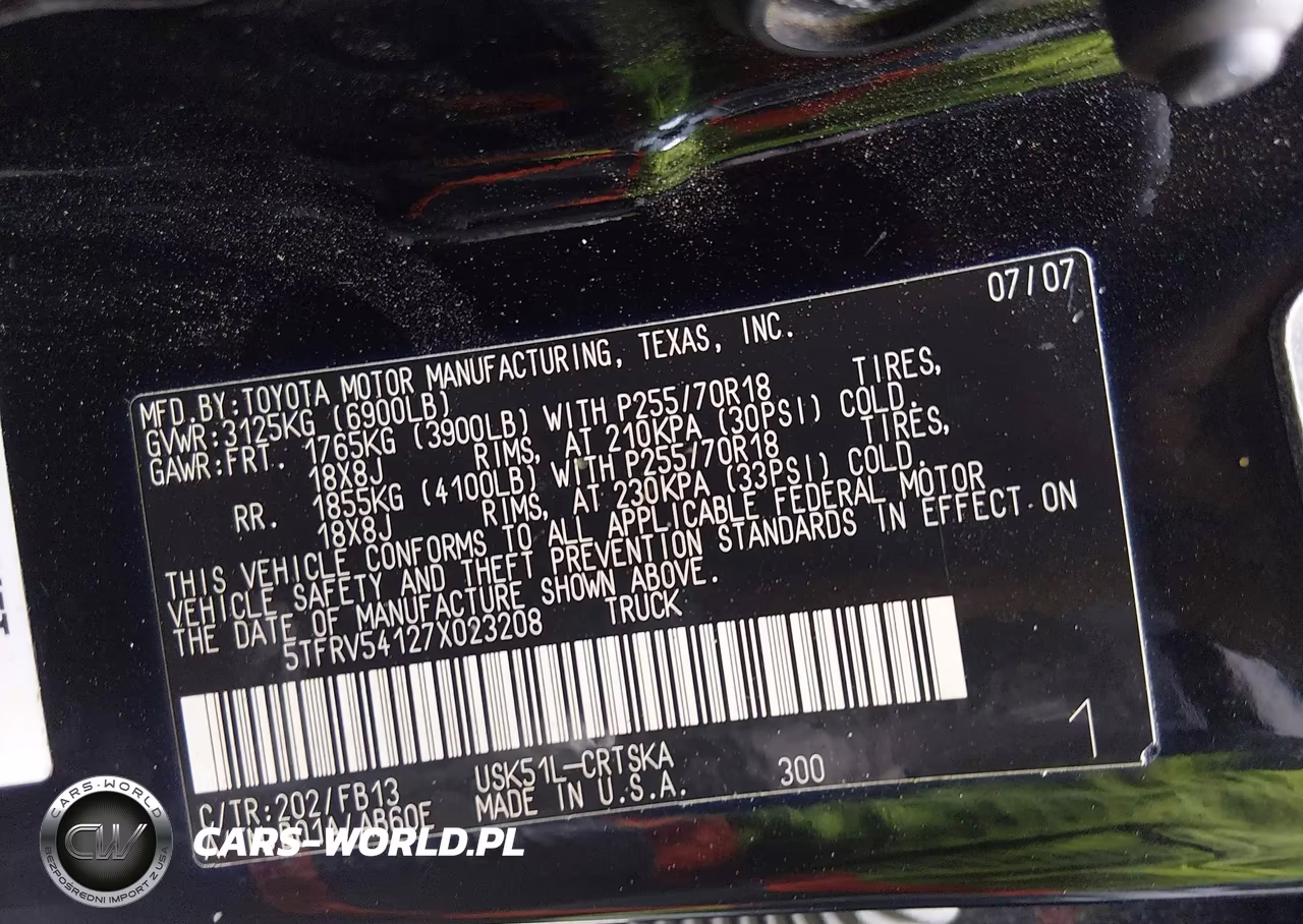 2007 Toyota Tundra Sr5 V8 VIN:5TFRV54127X023208 - 9