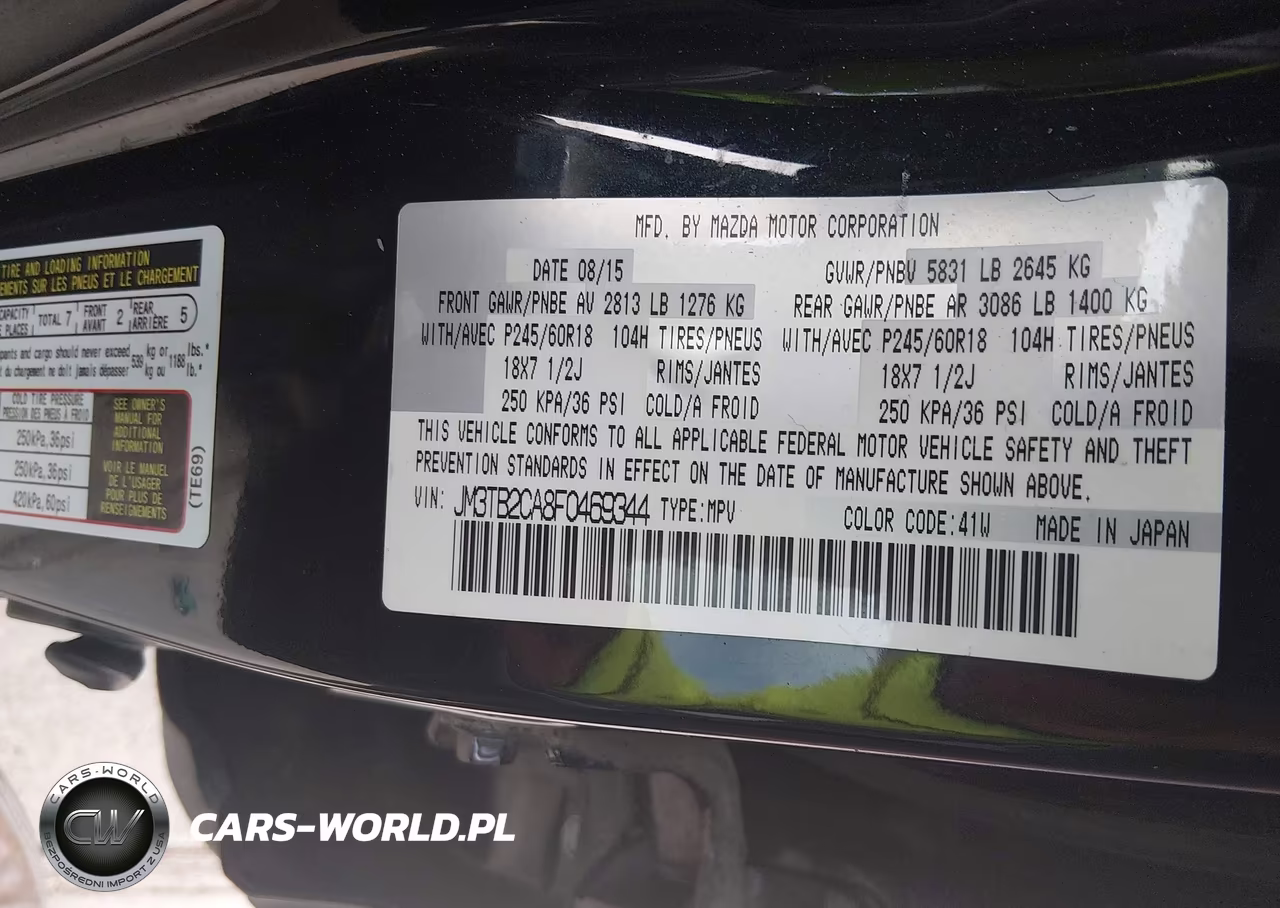 2015 Mazda Cx-9 Touring VIN:JM3TB2CA8F0469344 - 9