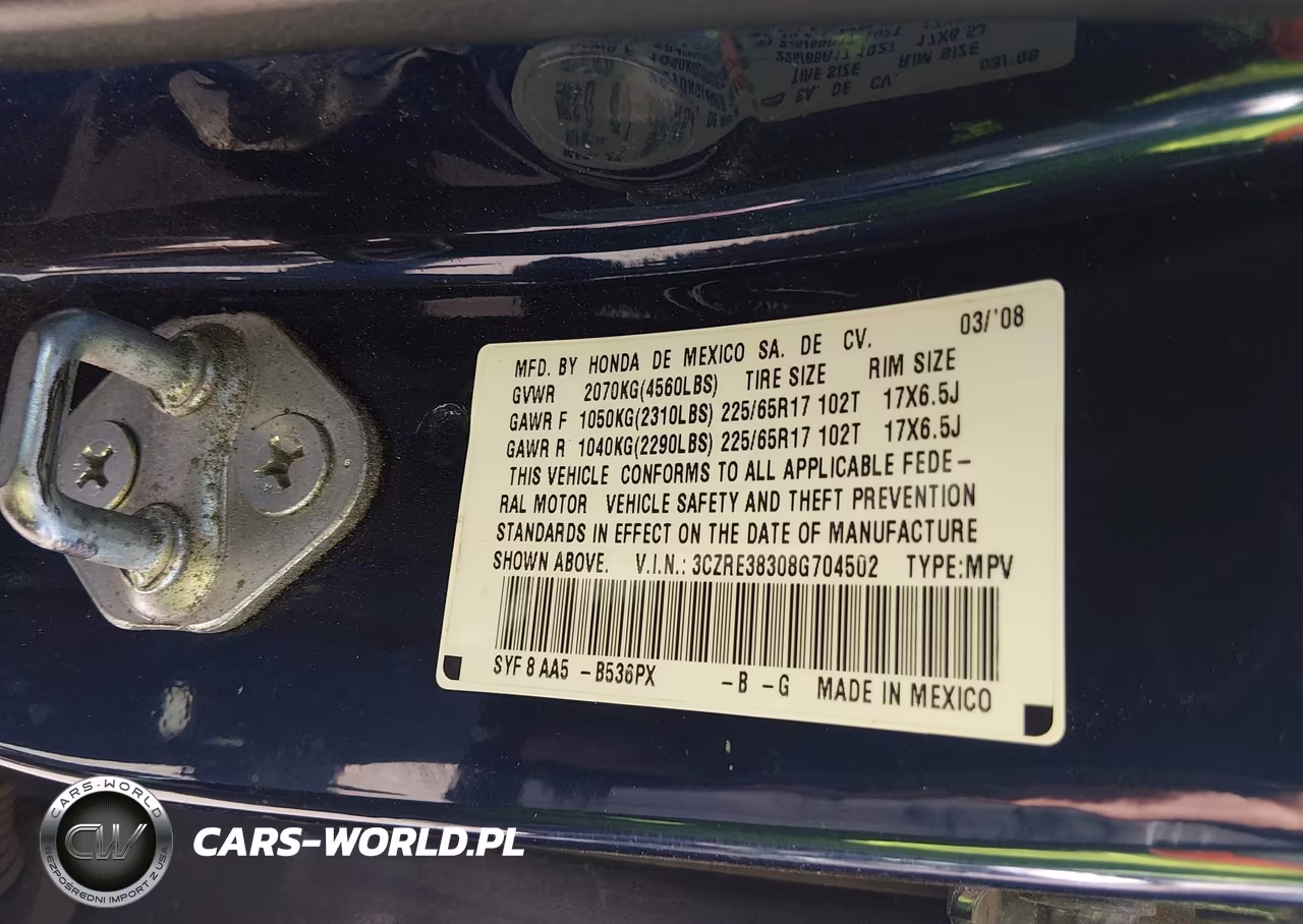 2008 Honda Cr-V Lx VIN:3CZRE38308G704502 - 9
