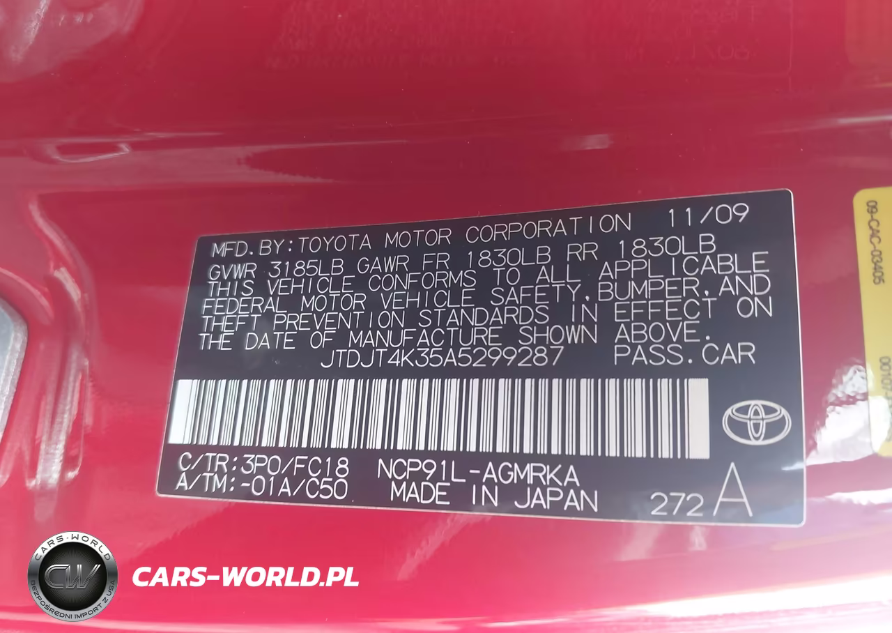 2010 Toyota Yaris VIN:JTDJT4K35A5299287 - 9