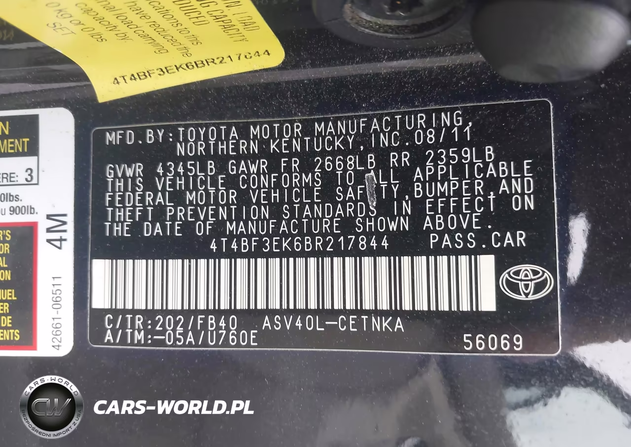 2011 Toyota Camry Le VIN:4T4BF3EK6BR217844 - 9