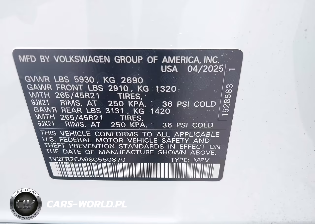 2025 Volkswagen Atlas 2.0T Sel Premium R-Line VIN:1V2FR2CA6SC550870 - 9