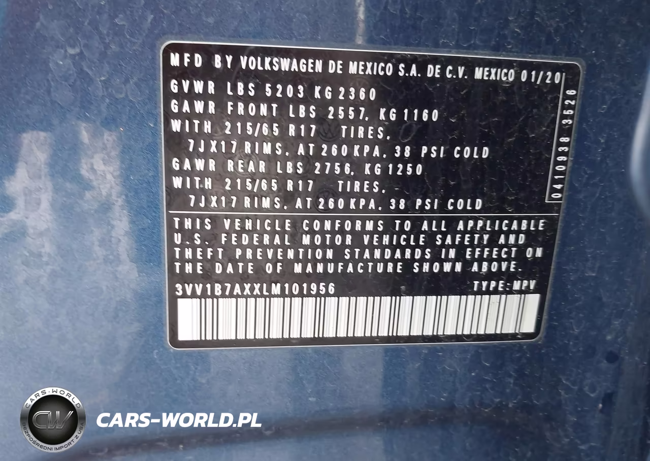 2020 Volkswagen Tiguan 2.0T S VIN:3VV1B7AXXLM101956 - 9