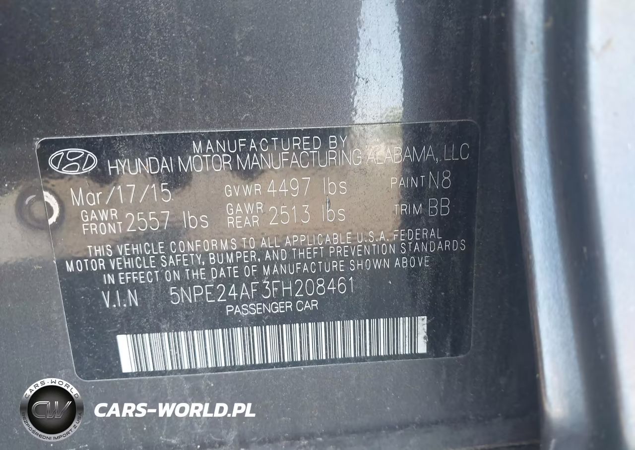 2015 Hyundai Sonata Se VIN:5NPE24AF3FH208461 - 9