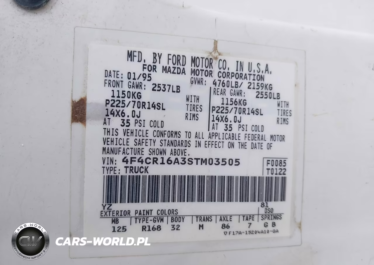 1995 Mazda B2300 Cab Plus VIN:4F4CR16A3STM03505 - 9