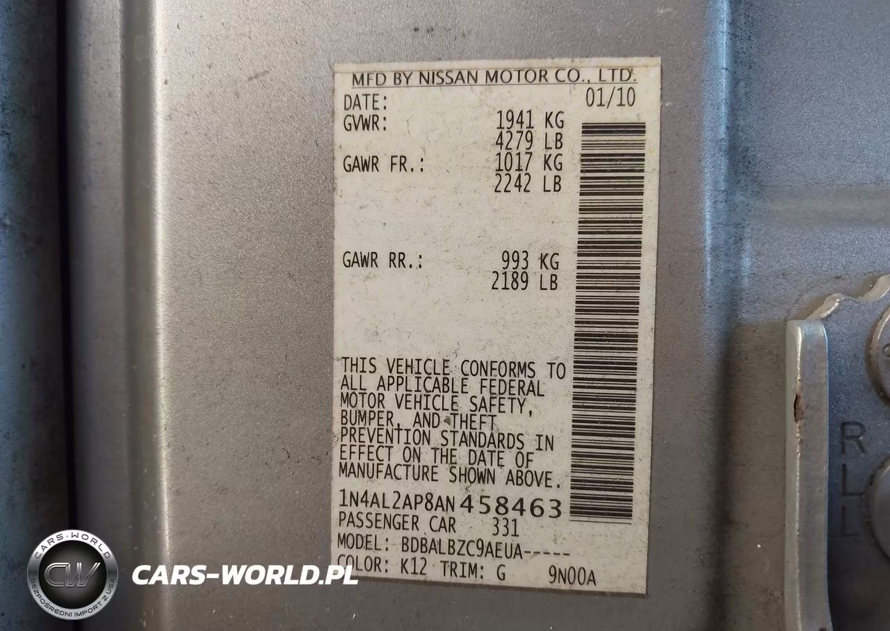 2010 Nissan Altima 2.5 S VIN:1N4AL2AP8AN458463 - 9