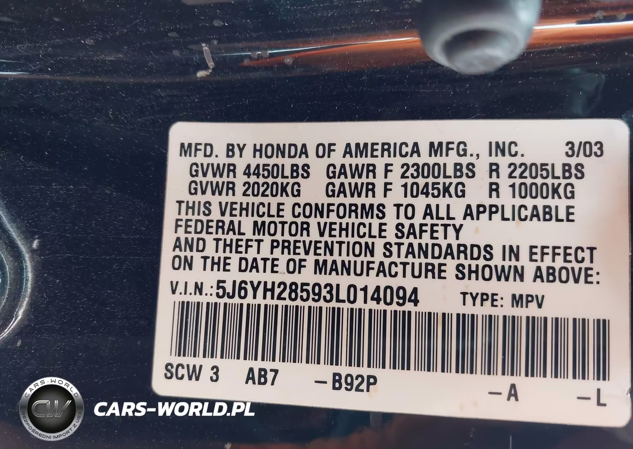 2003 Honda Element Ex VIN:5J6YH28593L014094 - 9