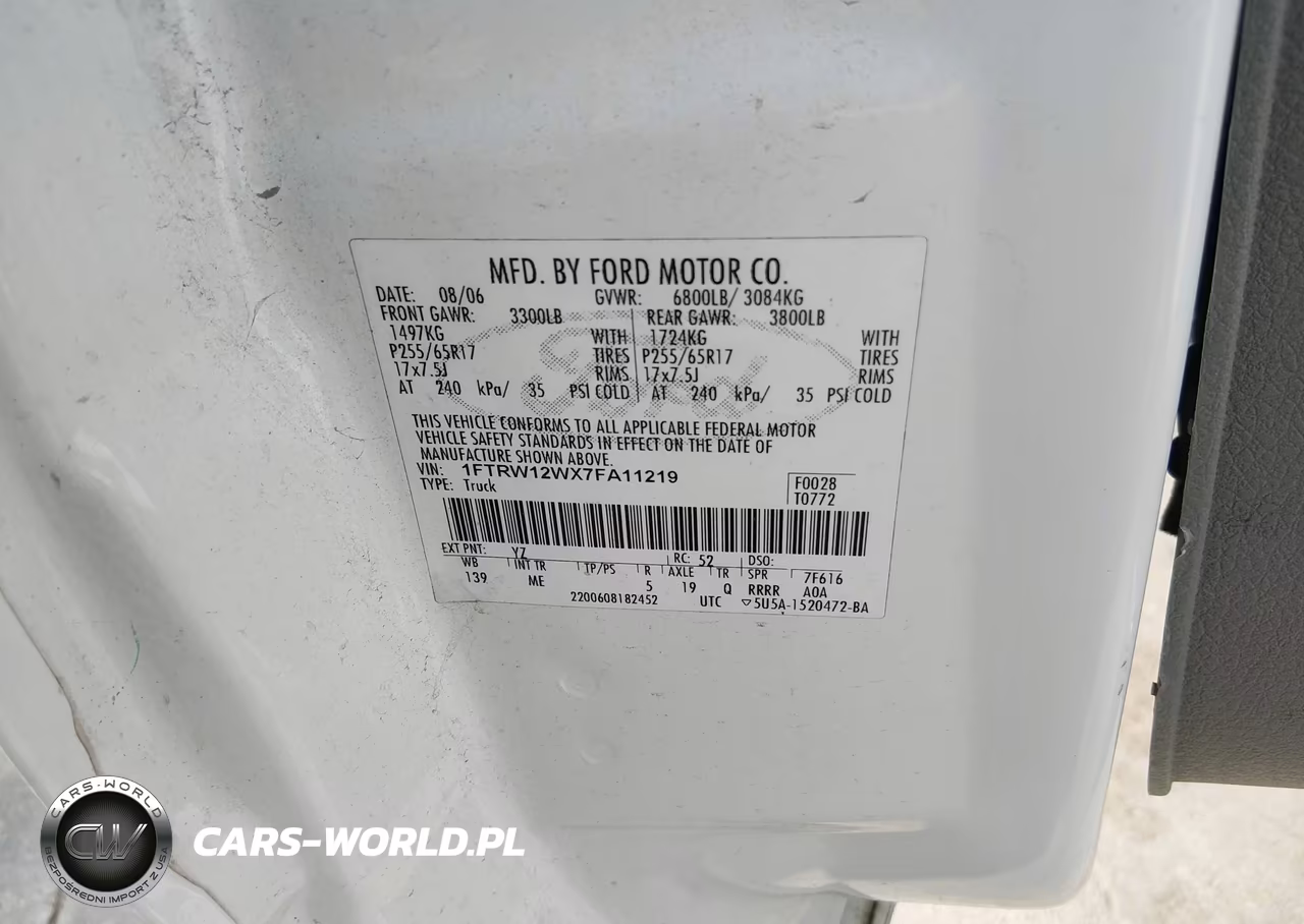 2007 Ford F-150 Xlt VIN:1FTRW12WX7FA11219 - 9