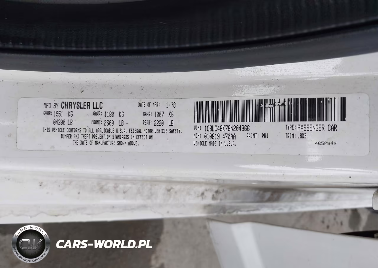 2008 Chrysler Sebring Lx VIN:1C3LC46K78N204866 - 9