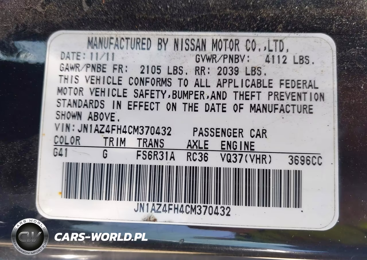2012 Nissan 370Z Touring VIN:JN1AZ4FH4CM370432 - 9