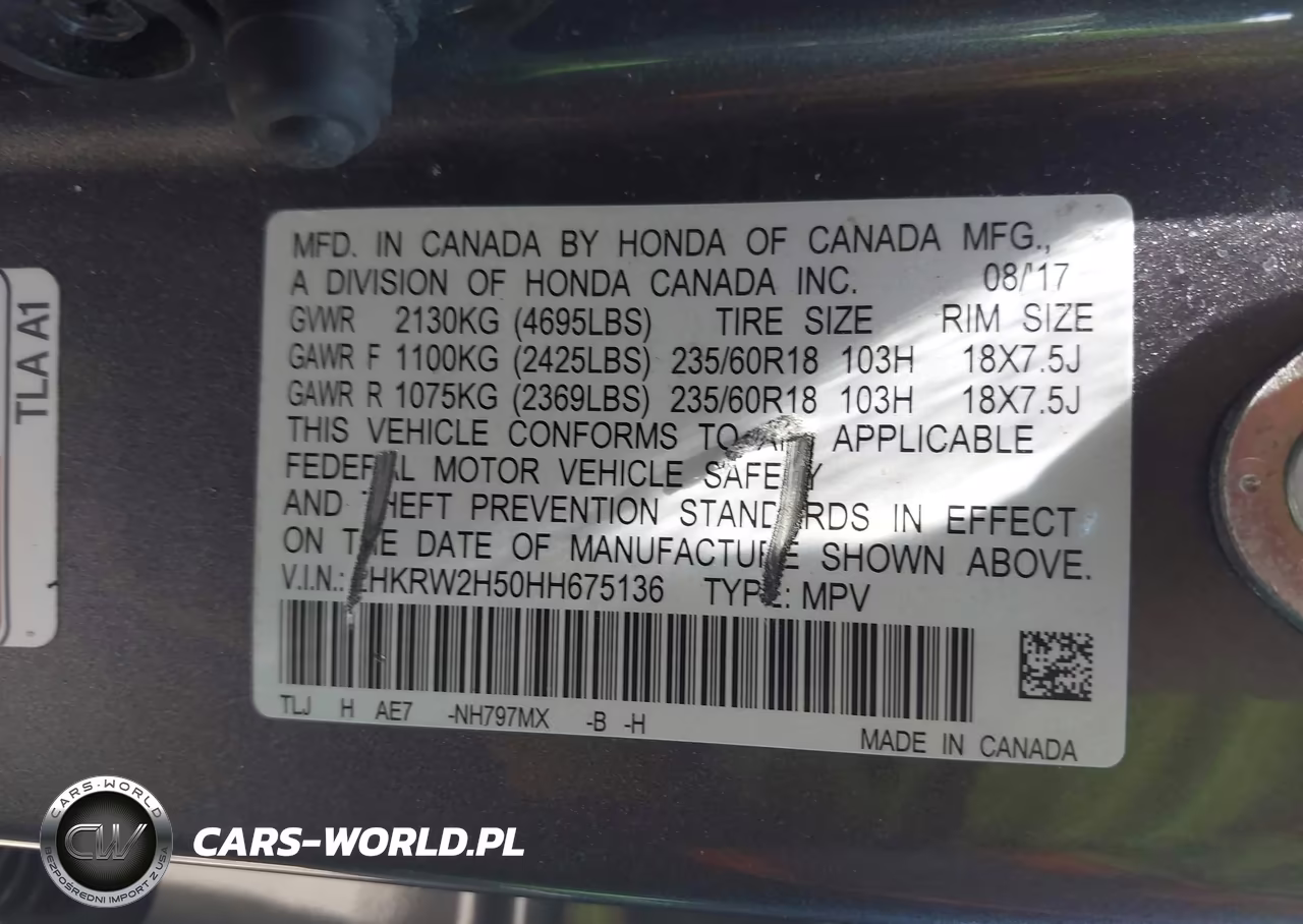 2017 Honda Cr-V Ex VIN:2HKRW2H50HH675136 - 9