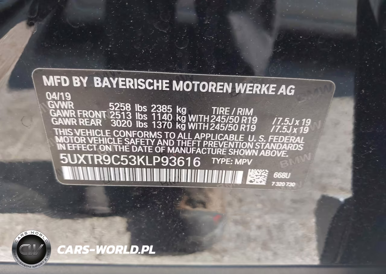 2019 BMW X3 xDrive30I VIN:5UXTR9C53KLP93616 - 9