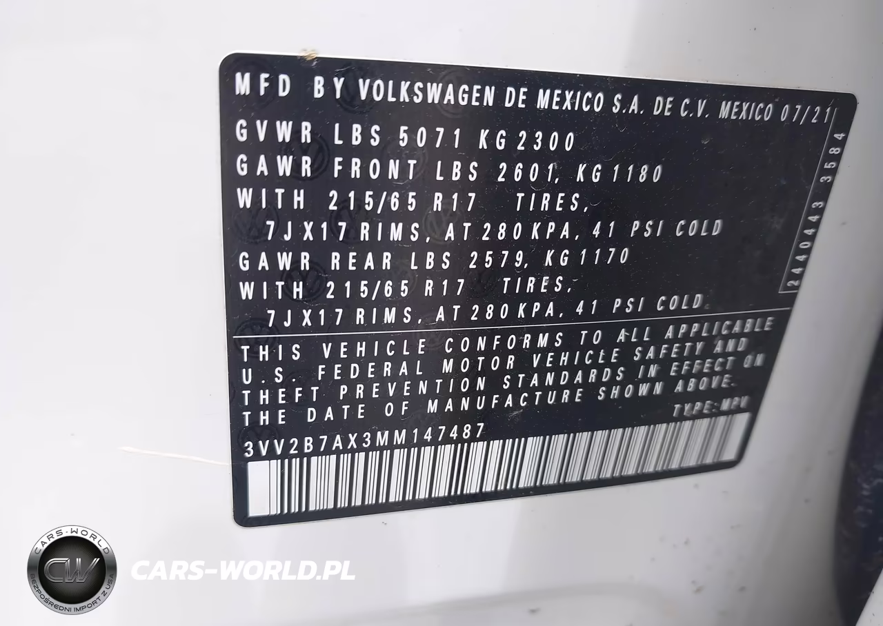 2021 Volkswagen Tiguan VIN:3VV2B7AX3MM147487 - 9