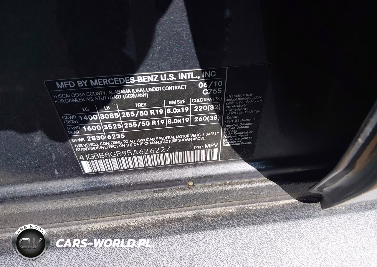 2011 Mercedes-Benz Ml 350 4Matic VIN:4JGBB8GB9BA626227 - 9