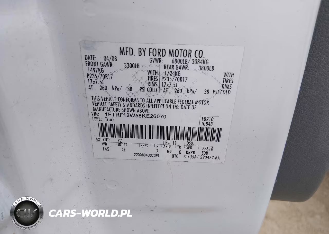 2008 Ford F-150 Fx2-Stx-Xl-Xlt VIN:1FTRF12W58KE26070 - 9