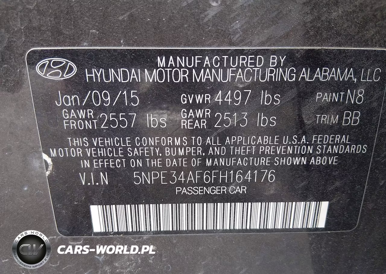 2015 Hyundai Sonata Limited VIN:5NPE34AF6FH164176 - 9