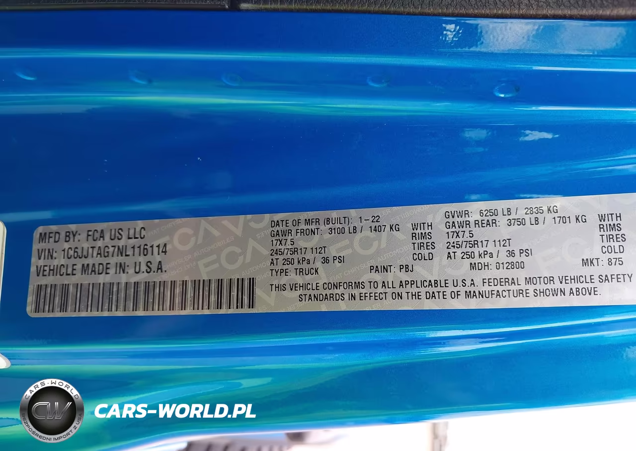 2022 Jeep Gladiator Sport S 4X4 VIN:1C6JJTAG7NL116114 - 9