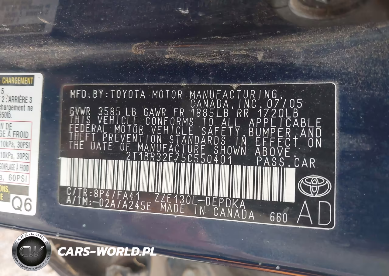 2005 Toyota Corolla Ce VIN:2T1BR32E75C550401 - 9