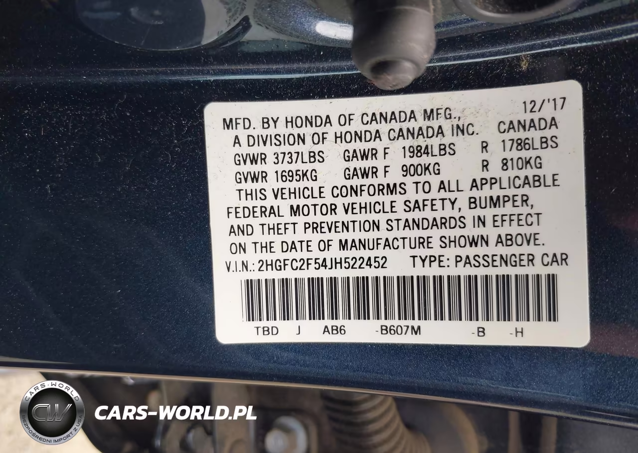 2018 Honda Civic Lx VIN:2HGFC2F54JH522452 - 9