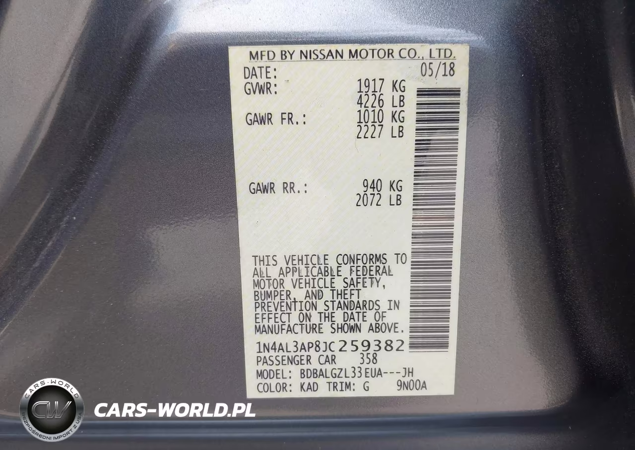 2018 Nissan Altima 2.5 S VIN:1N4AL3AP8JC259382 - 9