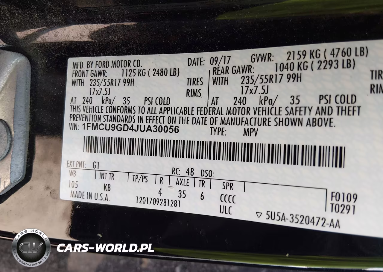 2018 Ford Escape Se VIN:1FMCU9GD4JUA30056 - 9