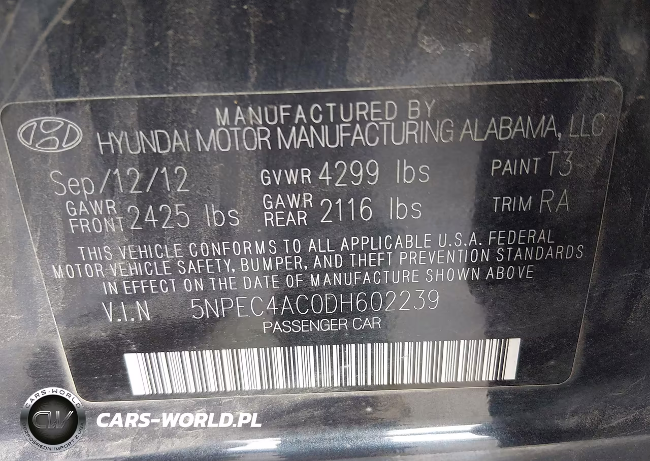 2013 Hyundai Sonata Limited VIN:5NPEC4AC0DH602239 - 9
