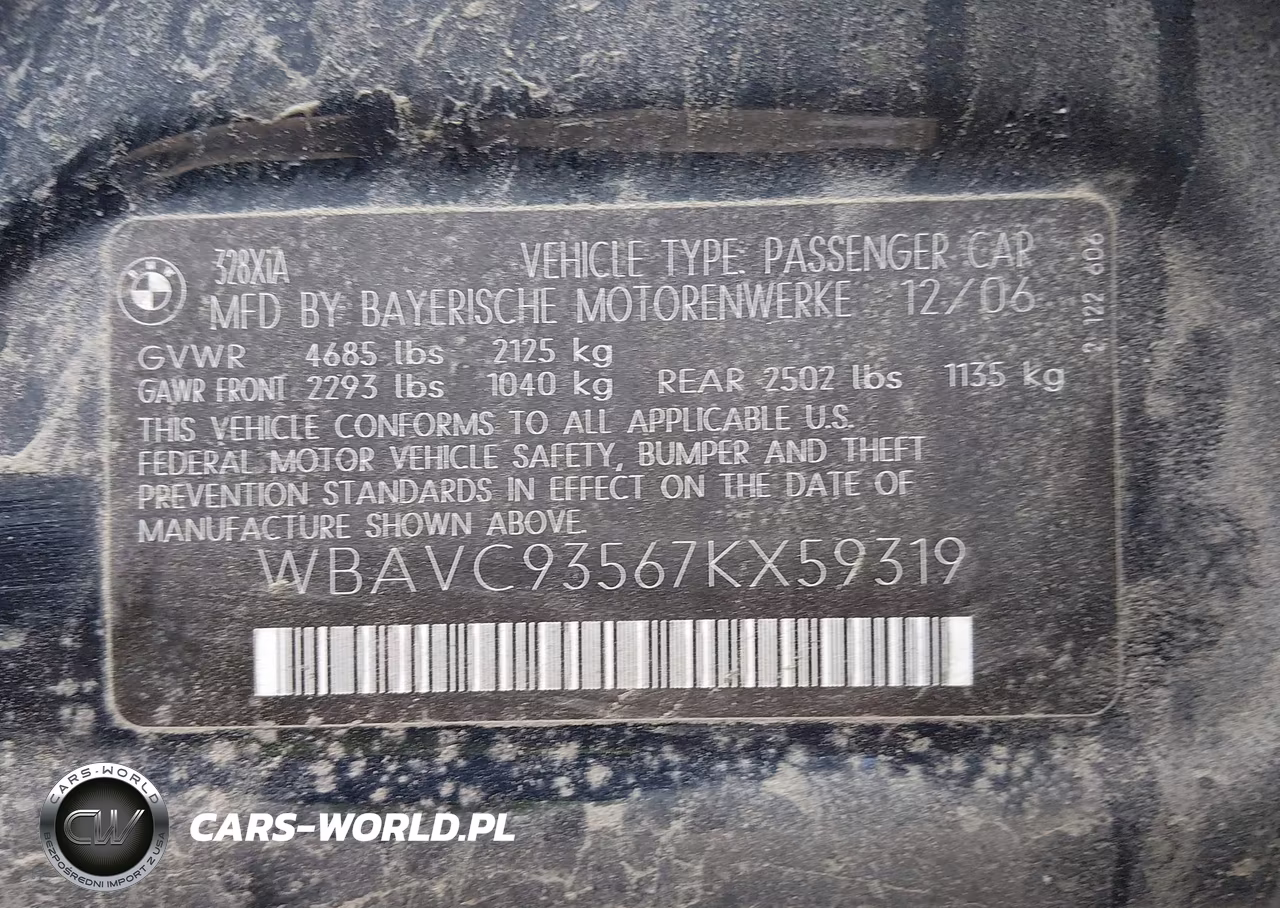 2007 BMW 328Xi VIN:WBAVC93567KX59319 - 9