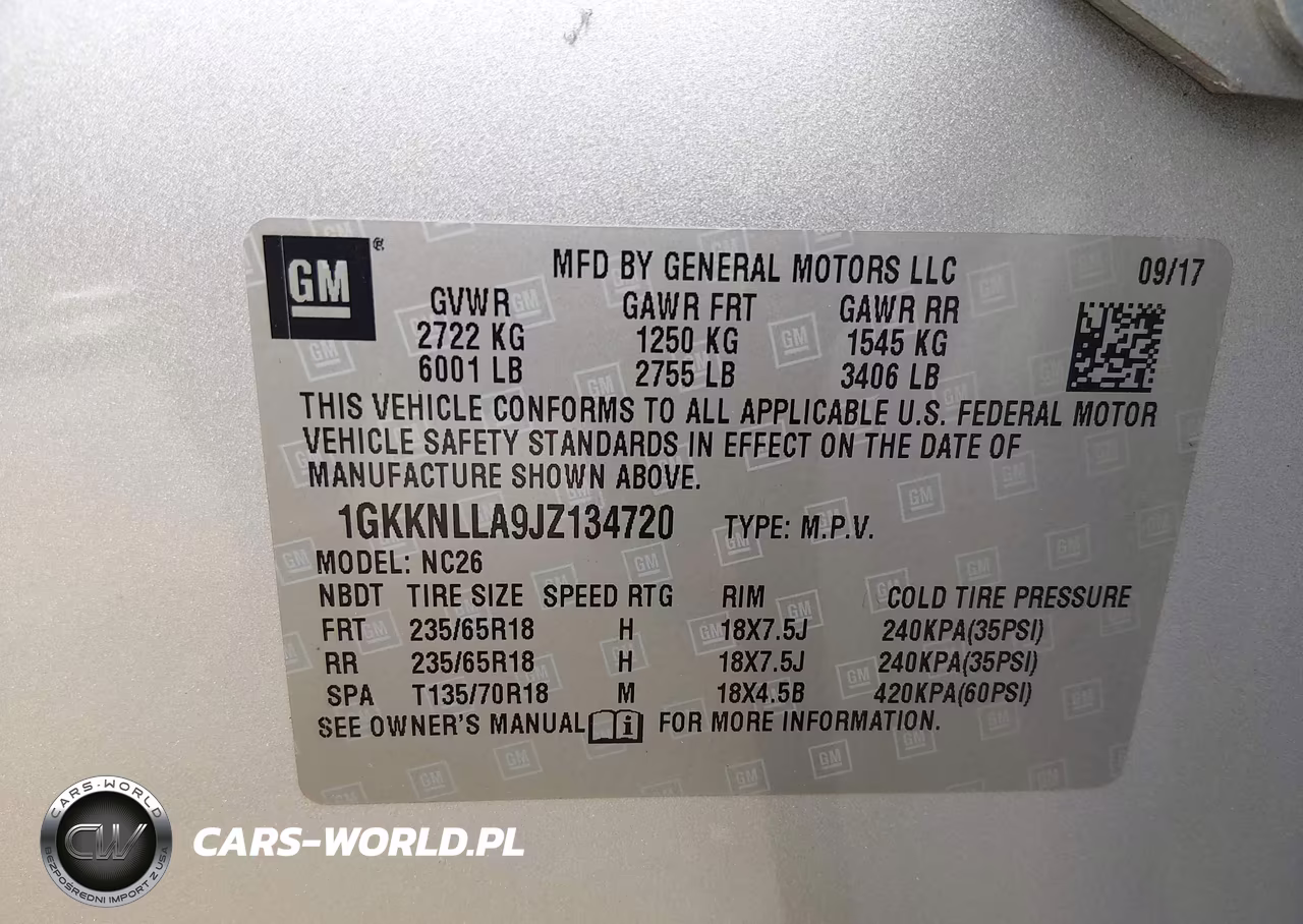 2018 GMC Acadia Sle-2 VIN:1GKKNLLA9JZ134720 - 9