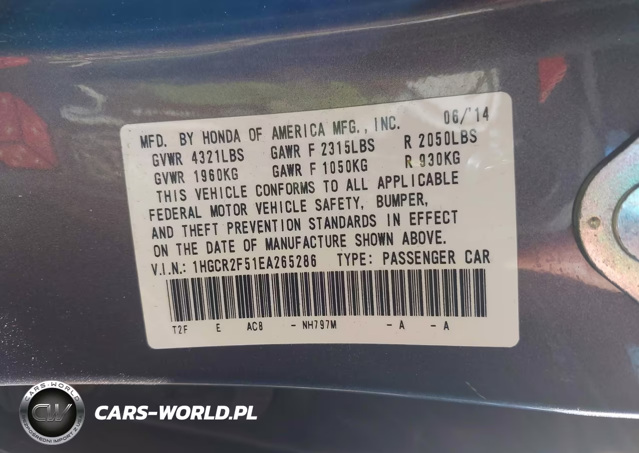 2014 Honda Accord Sport VIN:1HGCR2F51EA265286 - 9
